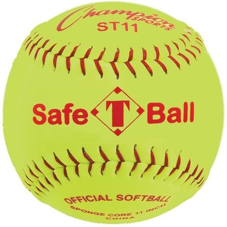 CHAMPION SPORTS Champion Sports ST11 11 in. Safety Softball; Optic Yellow & Red ST11